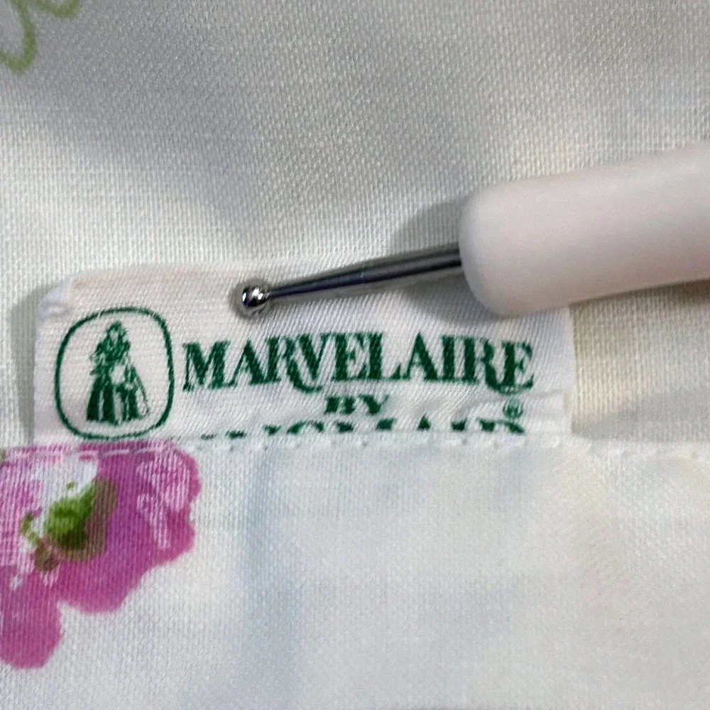 Vintage Springmaid Marvelaire Twin Flat Sheet White Blue Pink Floral Muslin USA